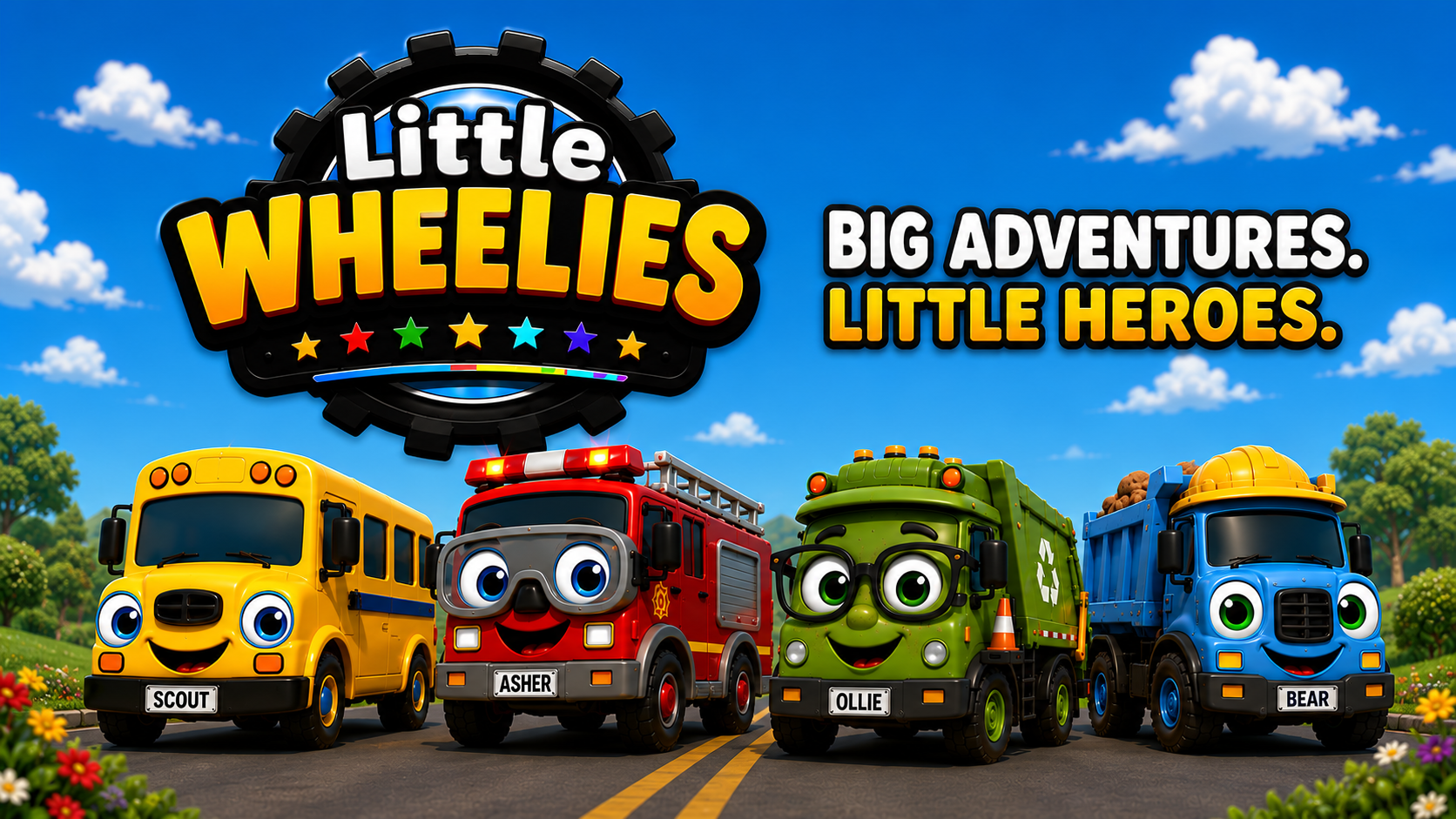 Little Wheelies featuring Scout, Asher, Ollie and Bear